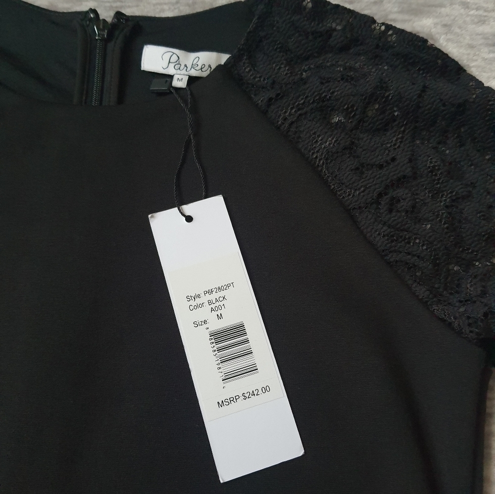 Parker Lace Short Sleeve Dress Fit and Flare Skater Lace Sides Size M NWT $242 - Picture 5 of 15